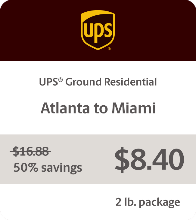 UPS Ground Residential 2lb package rate from Atlanta to Miami