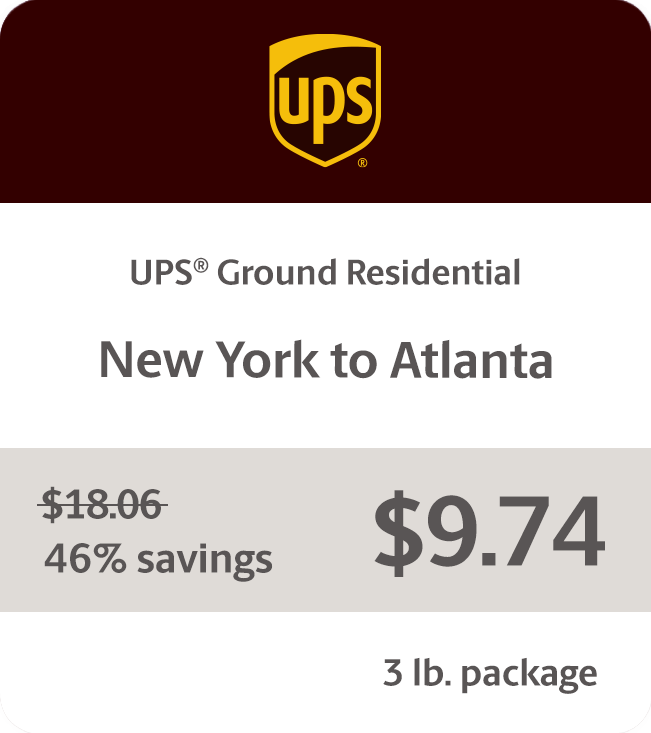 UPS Ground Residential rate for 3lb package from New York to Atlanta