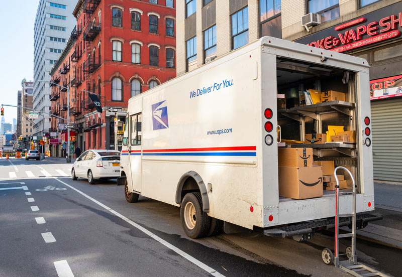 USPS Truck With Parcels