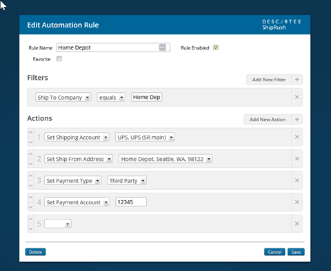 shipping automation rule auto fill ship to details