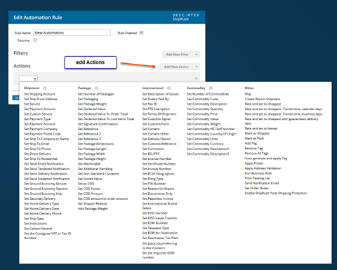 shipping automation rule configure lights out automation