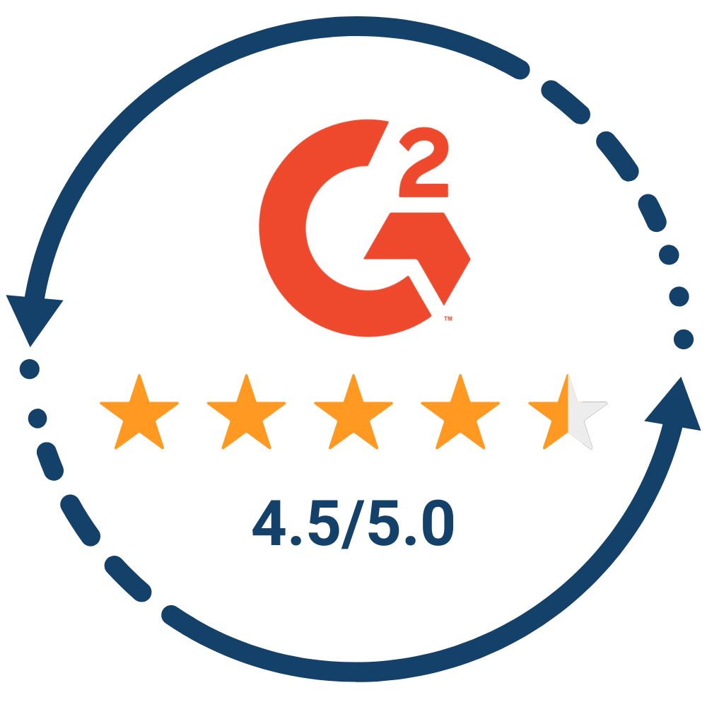 ShipRush Reviews on G2 badge 4.5 out of 5 stars rating